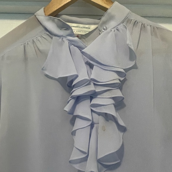Vintage Woodward + lothrop sheer lavender ruffle blouse small- extremely RARE🖤 - Picture 2 of 10